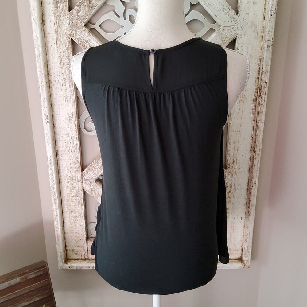 Loft Women's Pleated Sleeveless Flowy Tank Top in Black - Picture 5 of 6